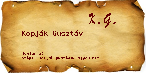 Kopják Gusztáv névjegykártya